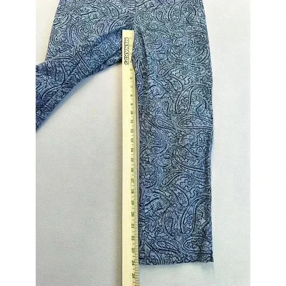 J JILL Women’s Size 8 Petite Blue Paisley Prints Cotton Straight Leg Ankle Pants - Picture 5 of 9